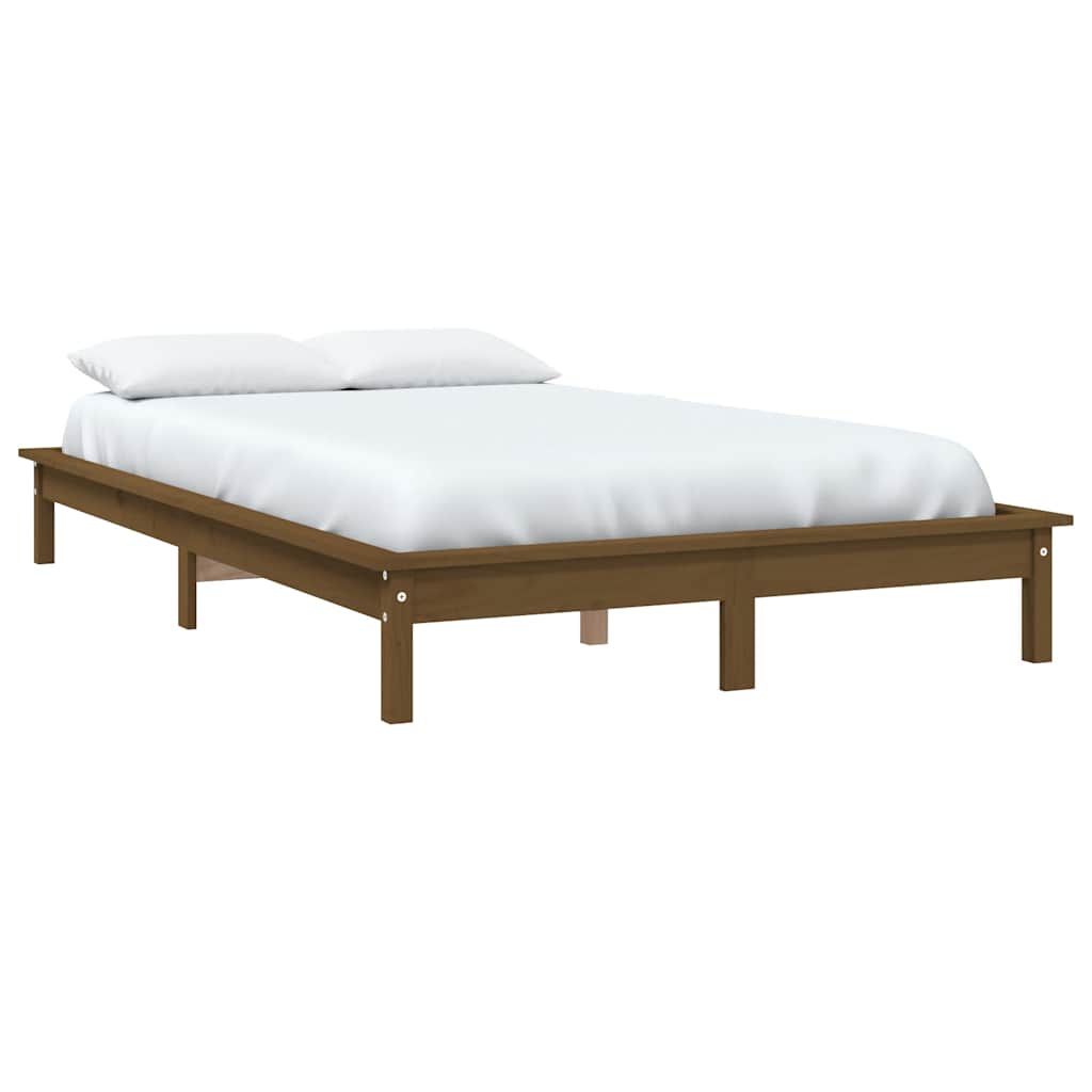 Solid Wood Bed Honey Brown 140 x 190 cm Pine