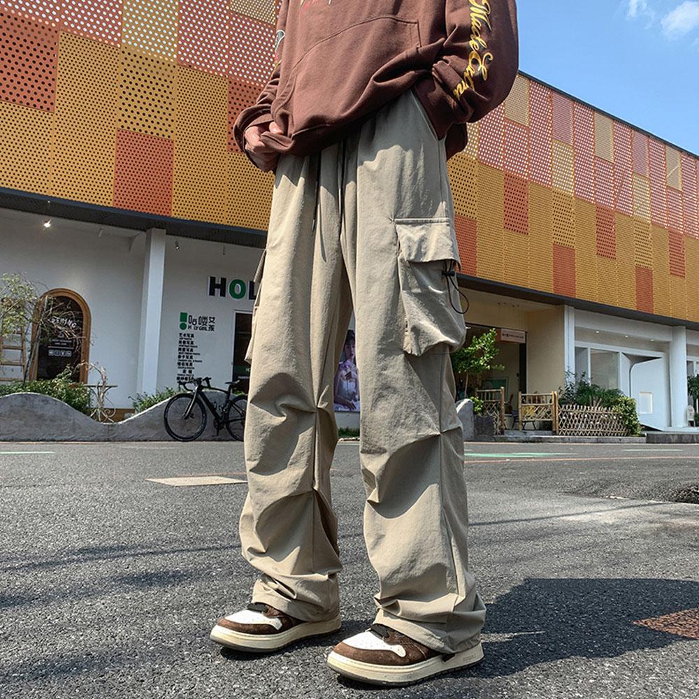 Japan Men's Y2K Casual Cargo Pants Sweatpants Pocket Trousers Baggy Wide Leg Pants Parachute Techwear Korean Clothes Men