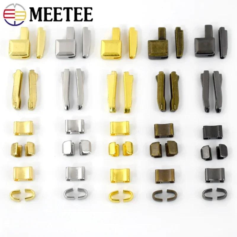 Meetee 20Sets 3# 5# 8# 10# Metal U Shape Zippers Stopper Zipper End Lock for Sewing Bag Clother Zips Repair Kit DIY Accessories