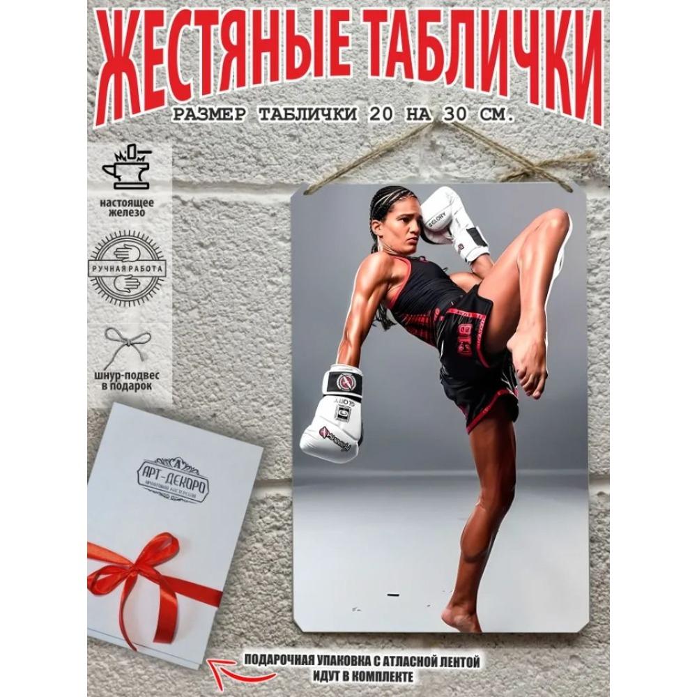 

Metal Wall Art Muay Thai Boxing Poster 20 x 30 cm Wall Decor with Hanging Rope