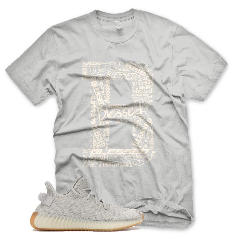 New B BLESSED T Shirt for Adidas YZ 350 v2 Sesame Butter Mauve XL