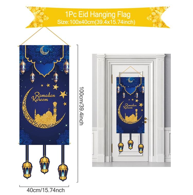 Eid Mubarak Dekobanner 2026 Kareem Ramadan Deko für Zuhause Ramadan Mubarak Hängende Flagge Islamische Muslimische Party Deko Eid Al Adha
