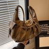 Retro Chic Pu Folded Shoulder Bag For Daily Use With Zipper Pocket