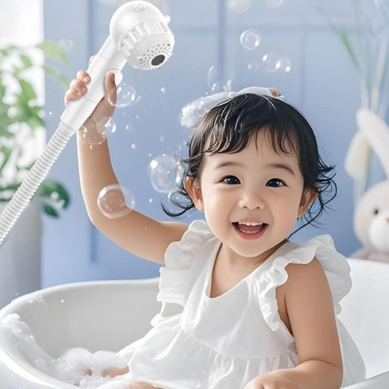 Bathroom Shower Head Replacement with Stop Button, Bear Theme Hand Shower Head for Daily Family Bath Use and Care