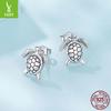 Personalized Turtle Plain Silver Stud Earrings For Men And Women Retro Texture S925 Sterling Silver Stud Earrings