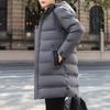 Padded-on men's medium and long winter thickened casual warm padded jacket hooded winter padded jacket
