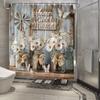 Rustic Floral Shower Curtain - Butterflies & Mason Jars with "Home Sweet Home" Design, Polyester Bathroom Decor
