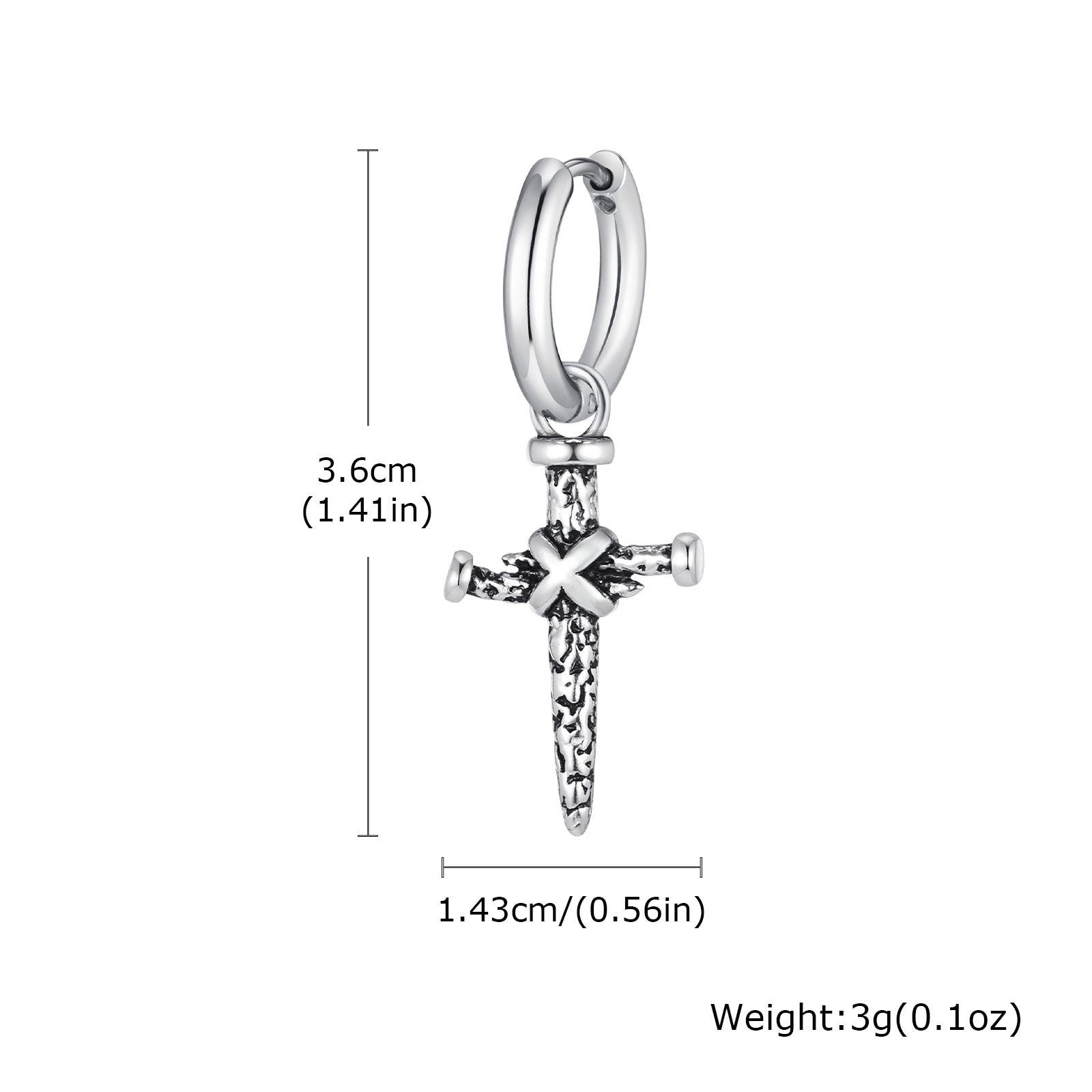 Nails Cross Hoop Earring for Men Boys,Waterproof Stainless Steel Huggies Earring,Gothic Rock Punk Jewelry Gifts