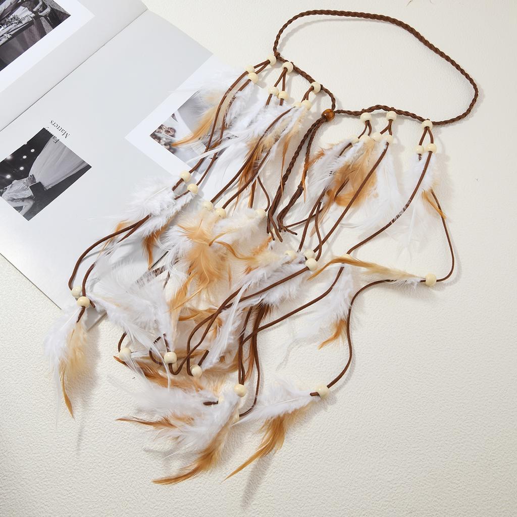 Indisches Mädchen Kopfschmuck Boho Bunt Lange Federn Quaste Verstellbar Native Kopfbedeckung Haarschmuck Damen Festival Zubehör