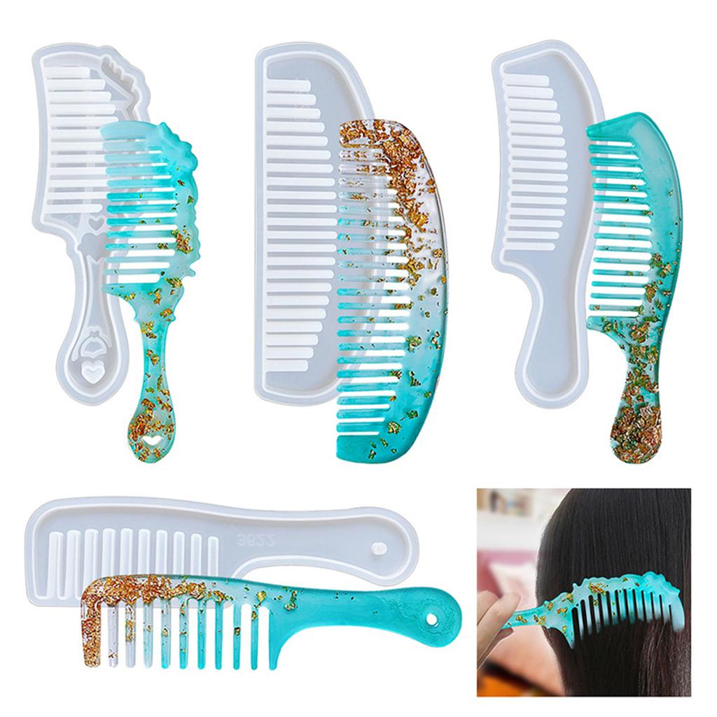 4Pieces Silicone Epoxy Molds DIY Crafts Moulds Home Table Decorations Comb Shaped DIY Ornaments Molds Silicone Material