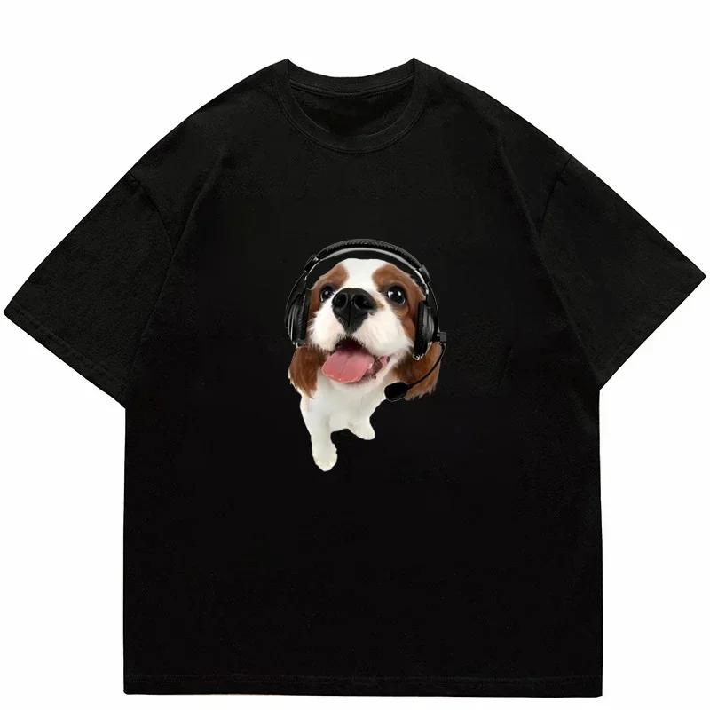 T-Shirt Women'S Fashion Summer Men'S Women'S Unisex Hip Hop Cute Cat Harajuku Y2K Printing Leisure Outdoor Fitness Cotton