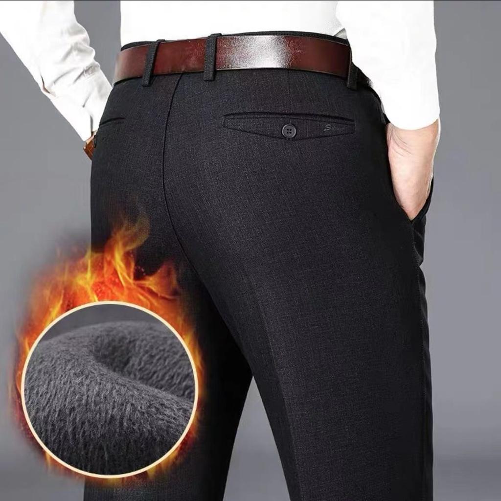 Pánské kalhoty Zima Nové Business Ležérní Fleecové kalhoty Móda Vysoká kvalita Elasticita Rovné Klasické Černá Modré Silné kalhoty
