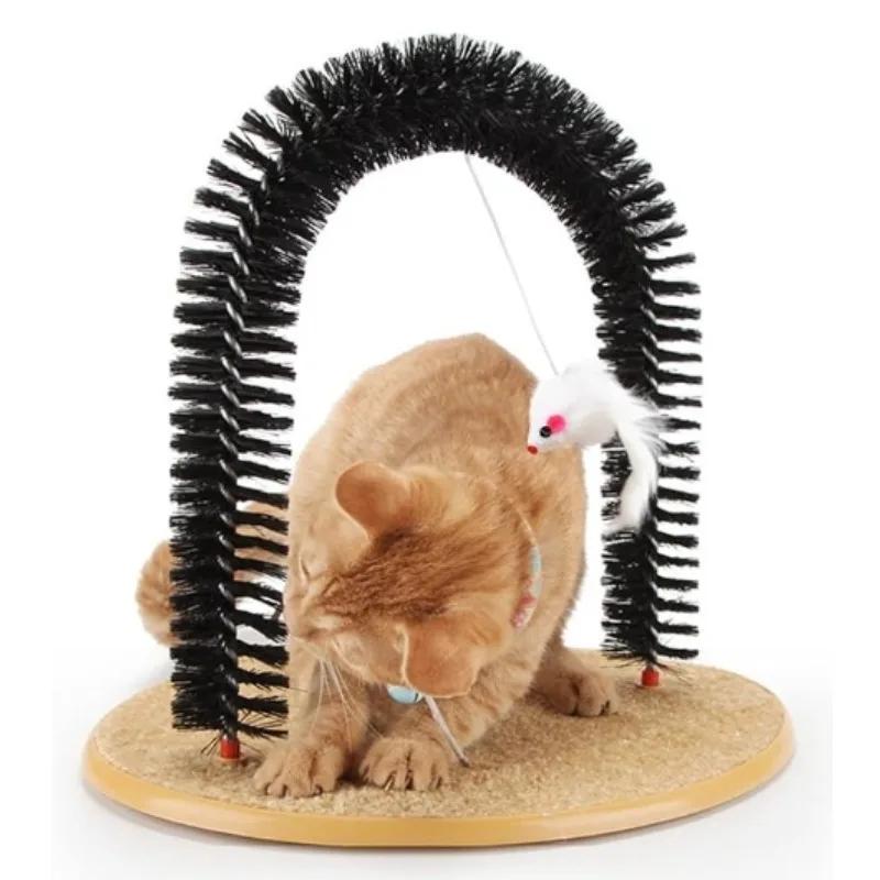 Cat Arch Self Grooming and Massage Toy Hair Brush Cat Scratching Toy for Cats Kittens Interactive Toys