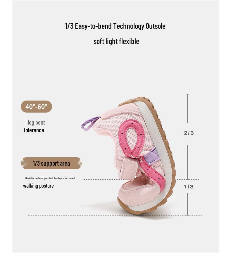 ABC Kids Spring 2026 Girls' Soft Sole Sports Shoes - Breathable Mesh Casual Sneakers for Children.