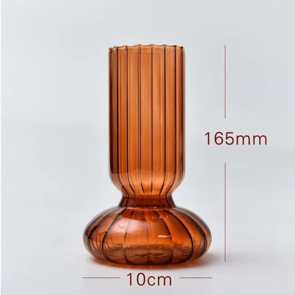 Nordic Creative Striped Colorful Vase Fashion Retro Glass Vase Decoration Ornament Hydroponic Vase for Home Office Decoration
