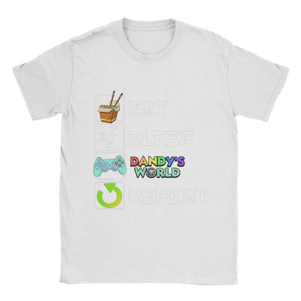 Funny Eat Sleep Dandys World  T-Shirt for Men Round Collar Pure Cotton T Shirts Spruki Short Sleeve Tees Adult Tops