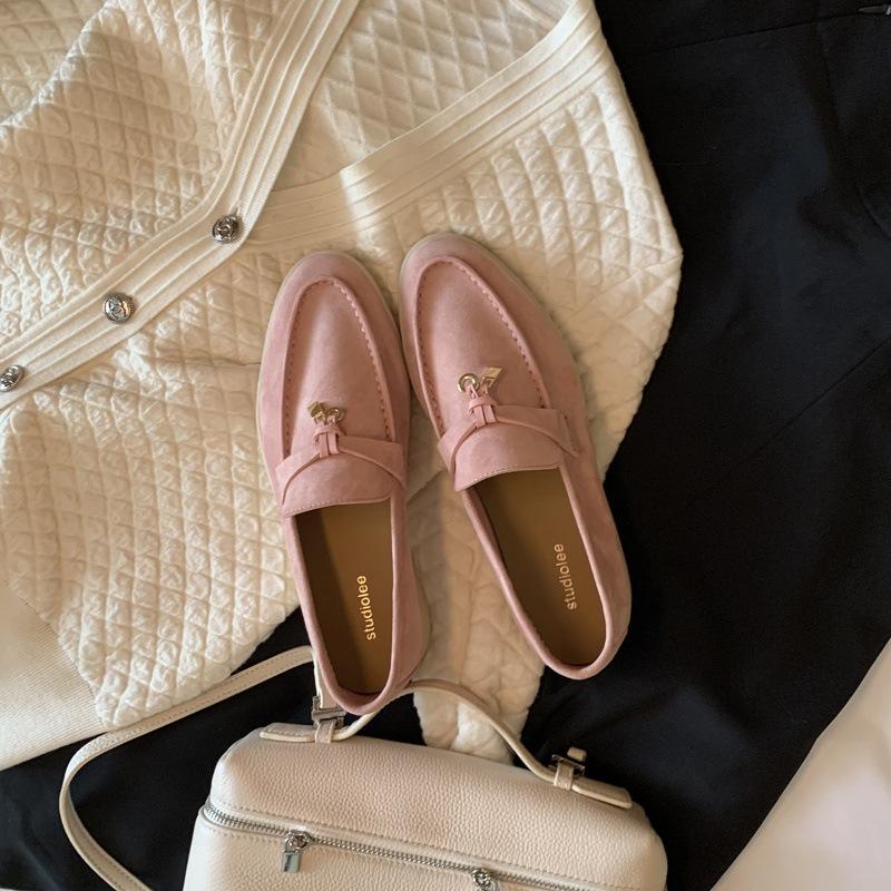 Sheepskin inner height increase tassel lock British small leather shoes women's thick sole one pedal lazy