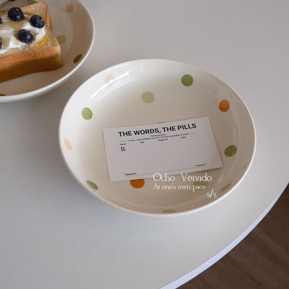 

Underglaze Color Ceramic Color Polka Dot Plates New 8 Inch Round Dessert Dishes Exquisite High Temperature Resistance Tableware 8 inches білий