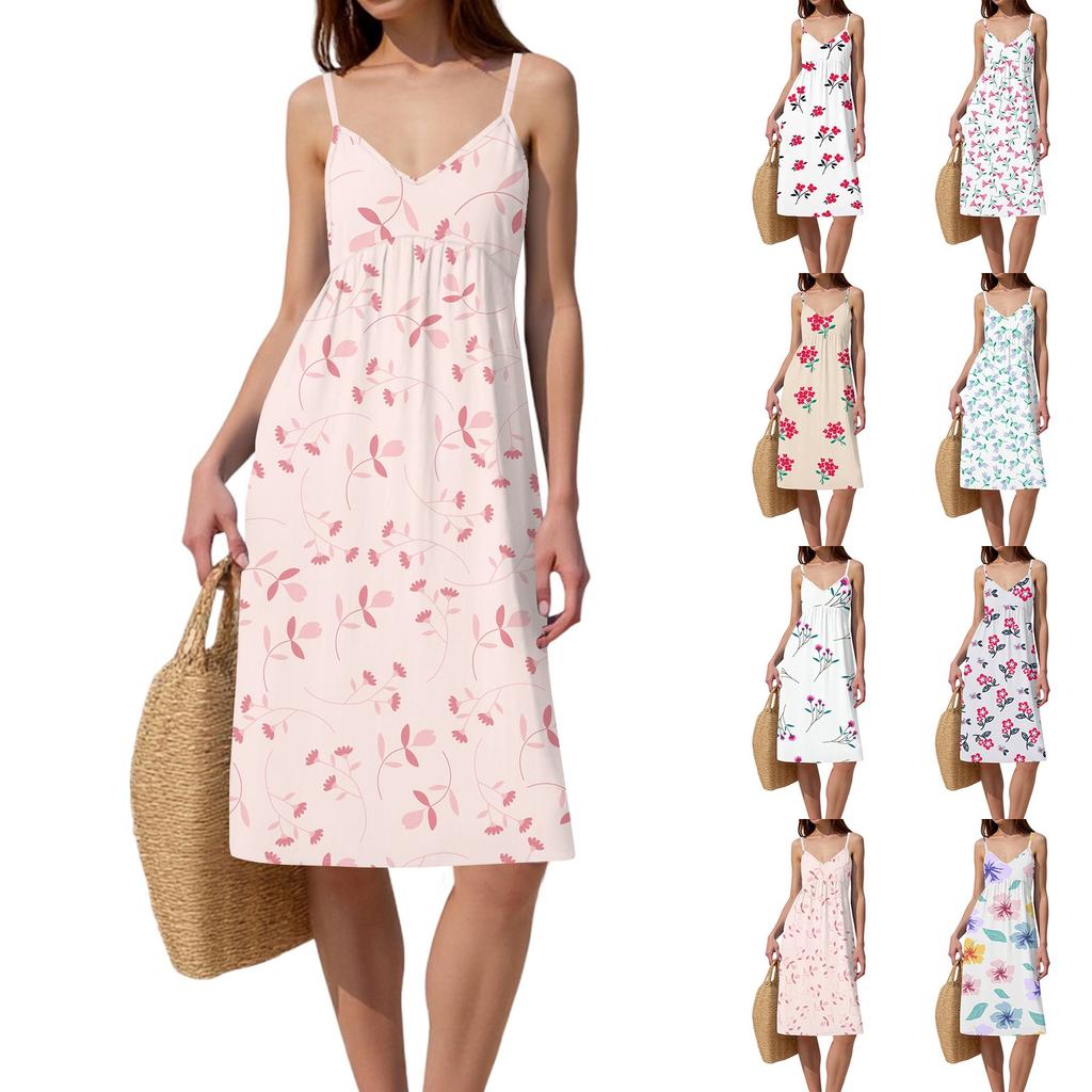 Dámské špagetové šaty bez zad s mašlí, volné, ležérní, plážové, prázdninové, letní šaty