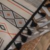 Tribal Style Bohemian Cream Cotton Linen Printing Sunshade Free Perforated Living Room Bedroom Kitchen Window Curtain Cloth