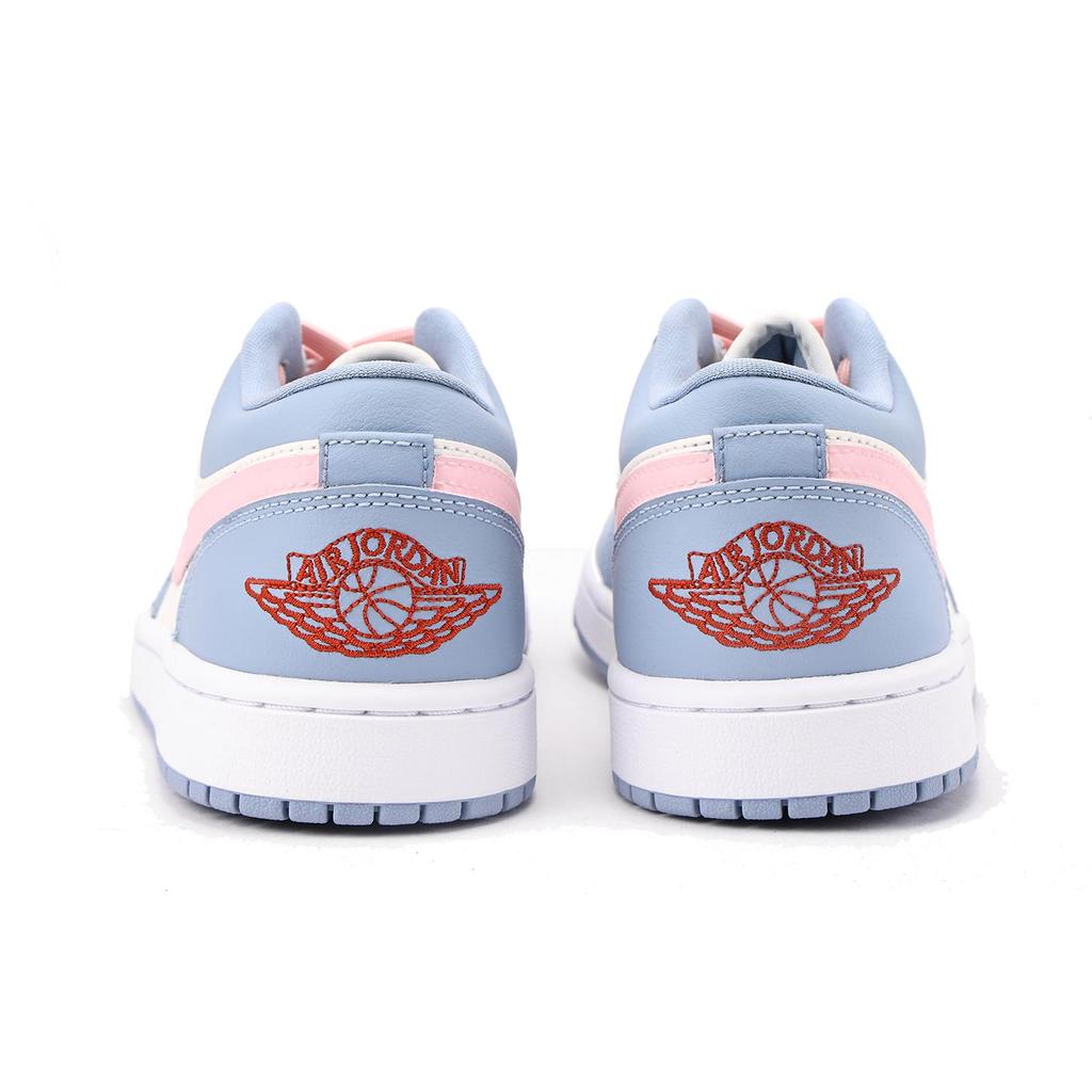 Jordan Air Jordan 1 Slip Resistant Abrasion Resistant Low top Vintage Basketball Shoes Women's White Blue DC0774-164(Team59-)