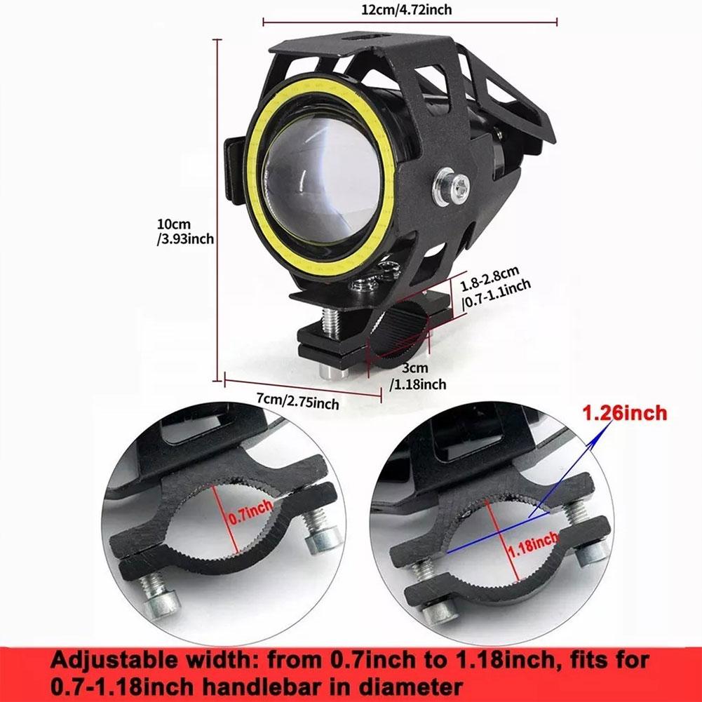 U7 Motorcycle Headlight 6000K Work Light Front Foglight for Truck SUV ATV LED Driving Lamp with Abgle Eyes Motorbike Spotlight