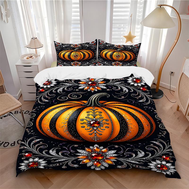 

3pc Pumpkin Jewels Cover Set - 1 Quilt Cover + 2 Pillowcases, All Seasons Bedroom Setting, Perfect for Home022 135x200cm