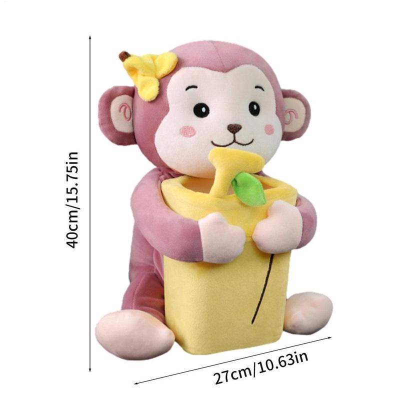 2 In1 Cute Cartoon Car Tissue Box With Ashcan Creative Plush Tissue Box Holder Auto Armrest Box Car Garbage Can for car interior