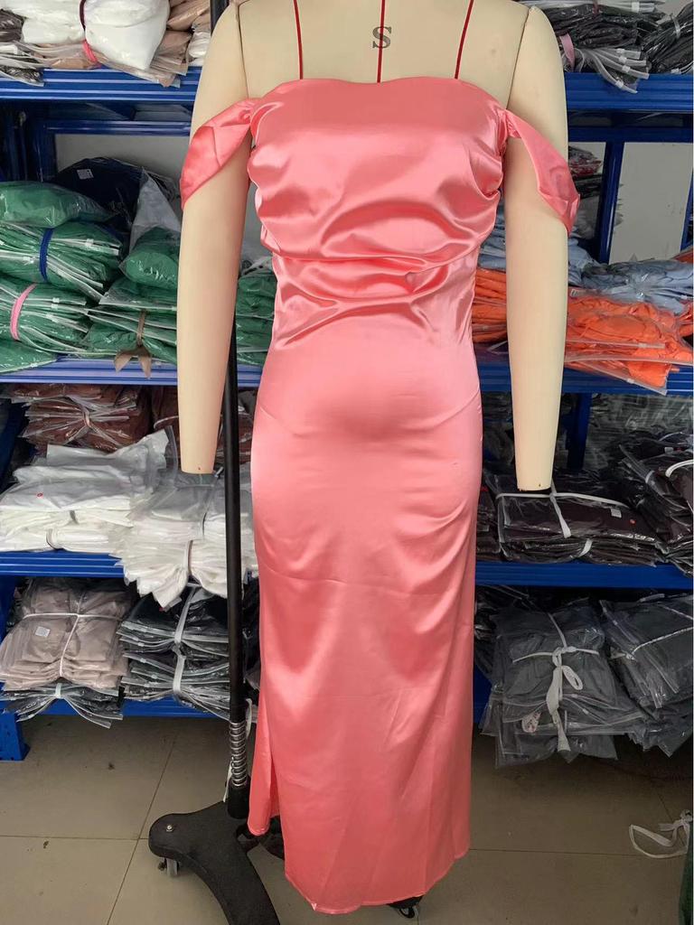 2023 Frühling/Sommer Europäisches & Amerikanisches Ein-Schulter Satin Rückenfreies Abendkleid