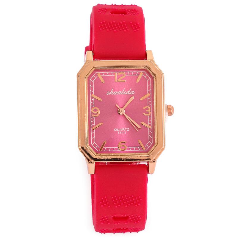 Exquisite Fashion Ladies Watch Rectangle Casual Silicone Strap Quartz Watch Schoolgirl Watch