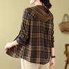 Women's  Spring and Autumn   Fashion Plaid Hooded    Shirt Women Casual  Cardigan Loose Coat