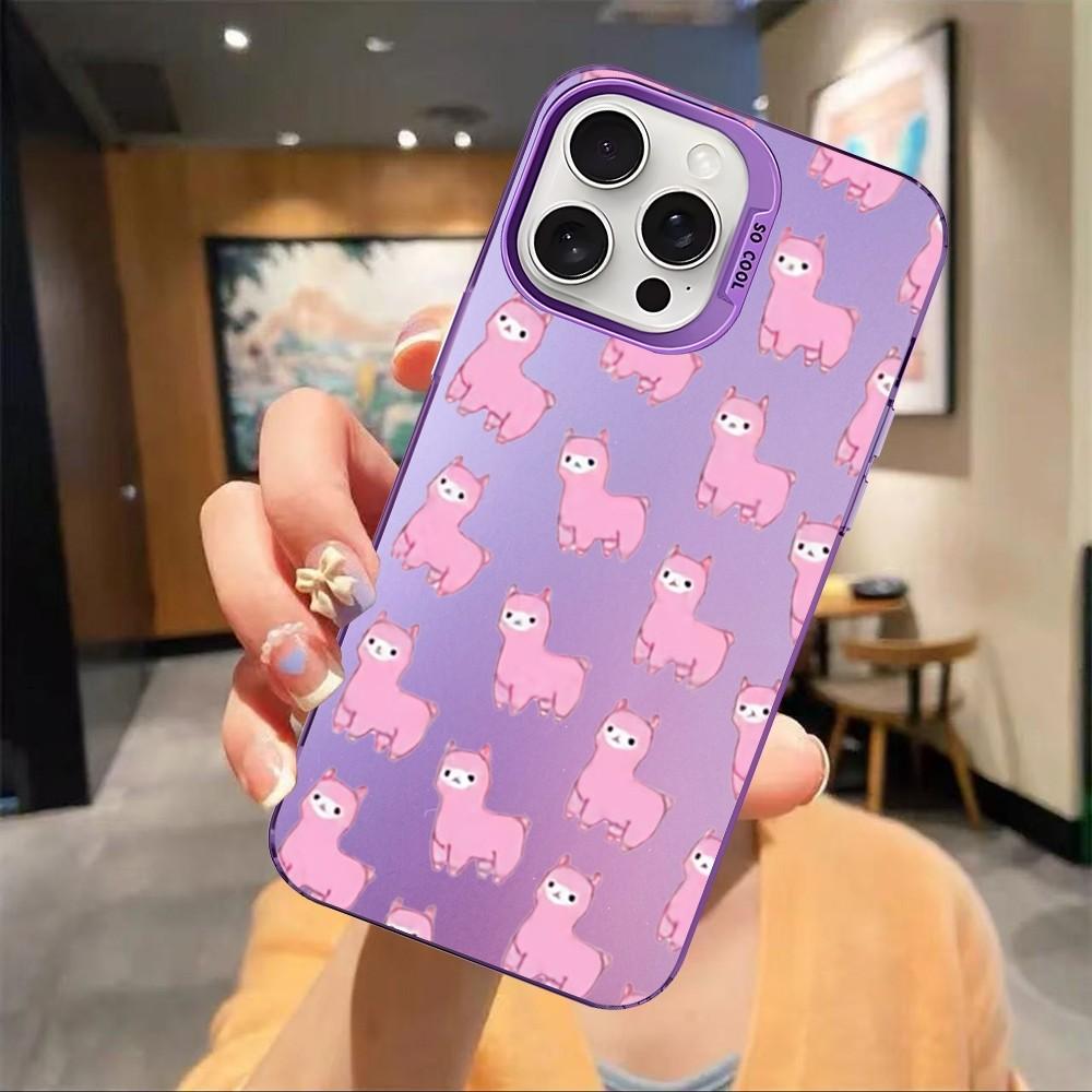 Alpaca Animals Cartoon Colorful Phone Case For IPhone 16 15 14 13 12 11 Pro Max X XR XSMAX Plus Matte Shockproof Back Cover