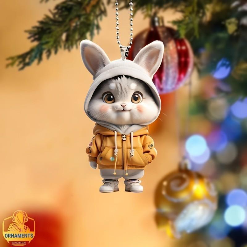 Cartoon Cute Rabbit Pattern Acrylic Pendant For Car Accessories Decoration