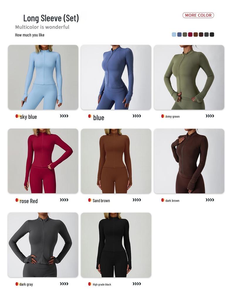 Women's Zipper Long Sleeve Yoga and Fitness Set - Autumn/Winter Slim Fit Sportswear