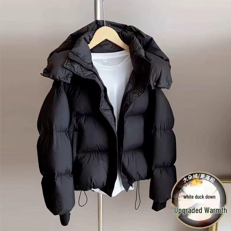 

Жіноча коротка пухова куртка з білого качиного пуху - Корейський стиль, приталений крій для мініатюрної фігури з товстою шениллю M [Recommended 105-123 lbs]