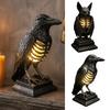 Lampe de Table Squelette LED Lampe Halloween Gothique, Corbeau Chauve-souris Effrayant Sculpture Vintage Rétro pour Bureau Résine LED Veilleuse Fête, Étagère de Table