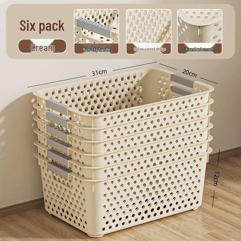 Japanese-Style Snack & Sundries Organizer: Large Plastic Basket for Kitchen, Cabinet, or Desktop Storage.