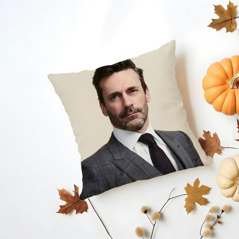 JJon Hamm Cushion Cover Washable Linen Pillowcase Soft for Daily Sofa Bed Home Room Decor 30X30cm