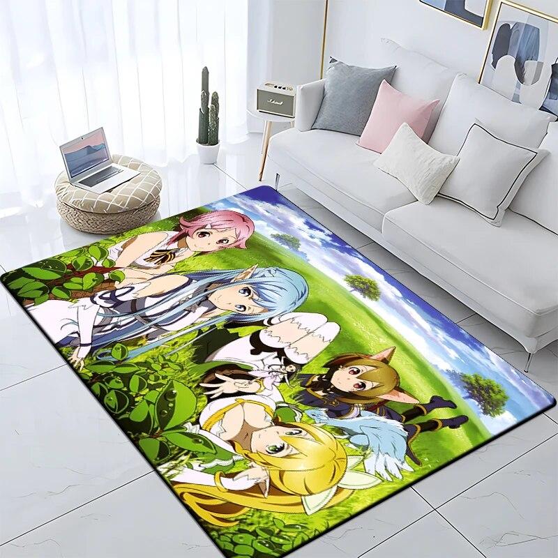 Hot Anime SAO Sword Art Online Modern House Living Room Floor Matte Bedroom Carpet Poster Mat Pattern Decorative Square Rug Gift