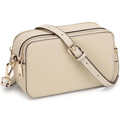 Queenoris Dames Leren Handtas, Crossbody Tas, Schoudertas en Portemonnee (Gebroken wit)