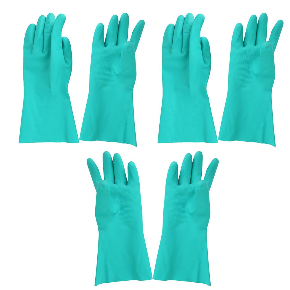 3 Pairs of Chemical Resistant Protective Safety Nitrile Rubber Work Gloves Industrial Hand ProtectorL
