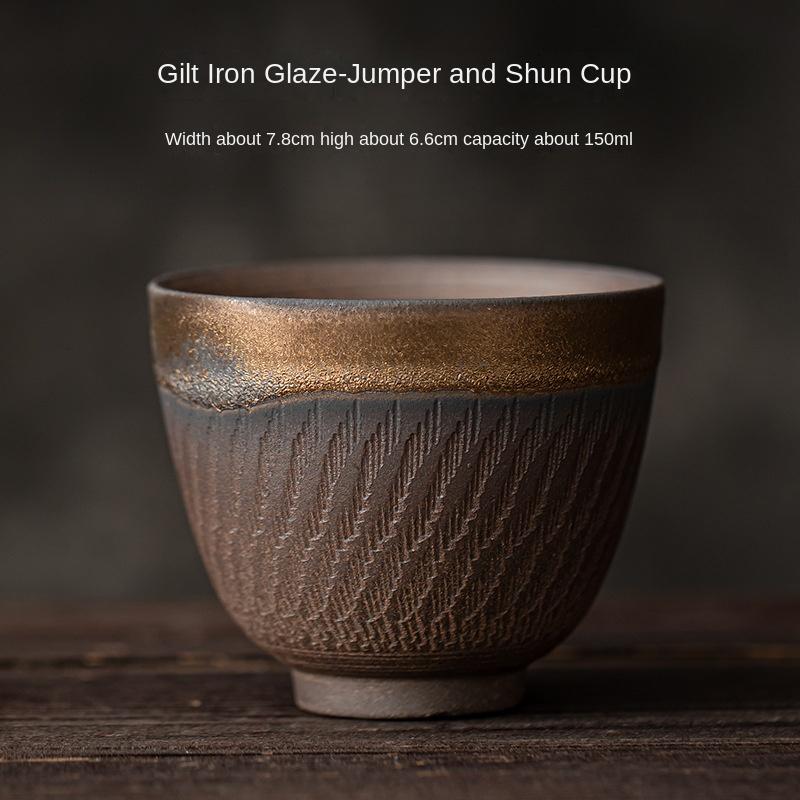 

Gilt Iron Glaze Master Cup Teacup Ceramic Kung Fu Tea Set Tea Cup Retro Tea Bowl 200ml