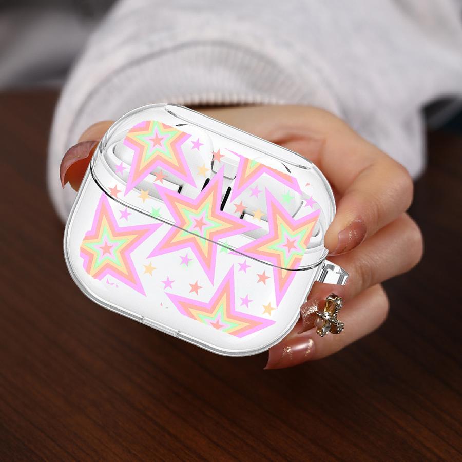 Clear Earphone Cases Cover With Hook Case For Samsung Galaxy Buds 3 FE 3Pro 4 Pro Live 2Pro 2 4Pro Cute Colored Five-pointed