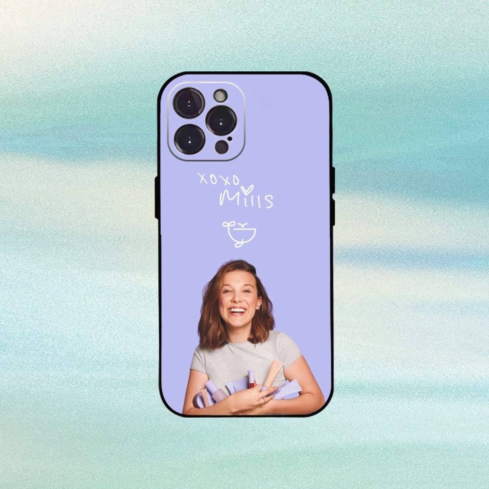 

M-Millie Bobby B-Brown Phone Case For iPhone17 16 15 14 13 12 11 Pro Max Plus,5G Soft Black Case iPhone14Pro