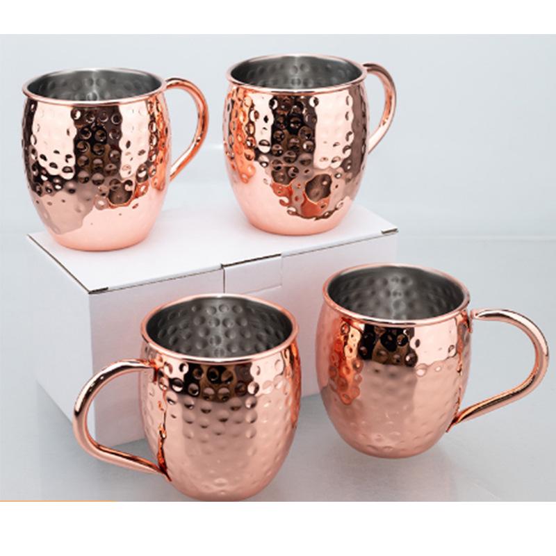 Stainless Steel Moscow Mule Cocktail Set – Hammered Design Bar Glassware