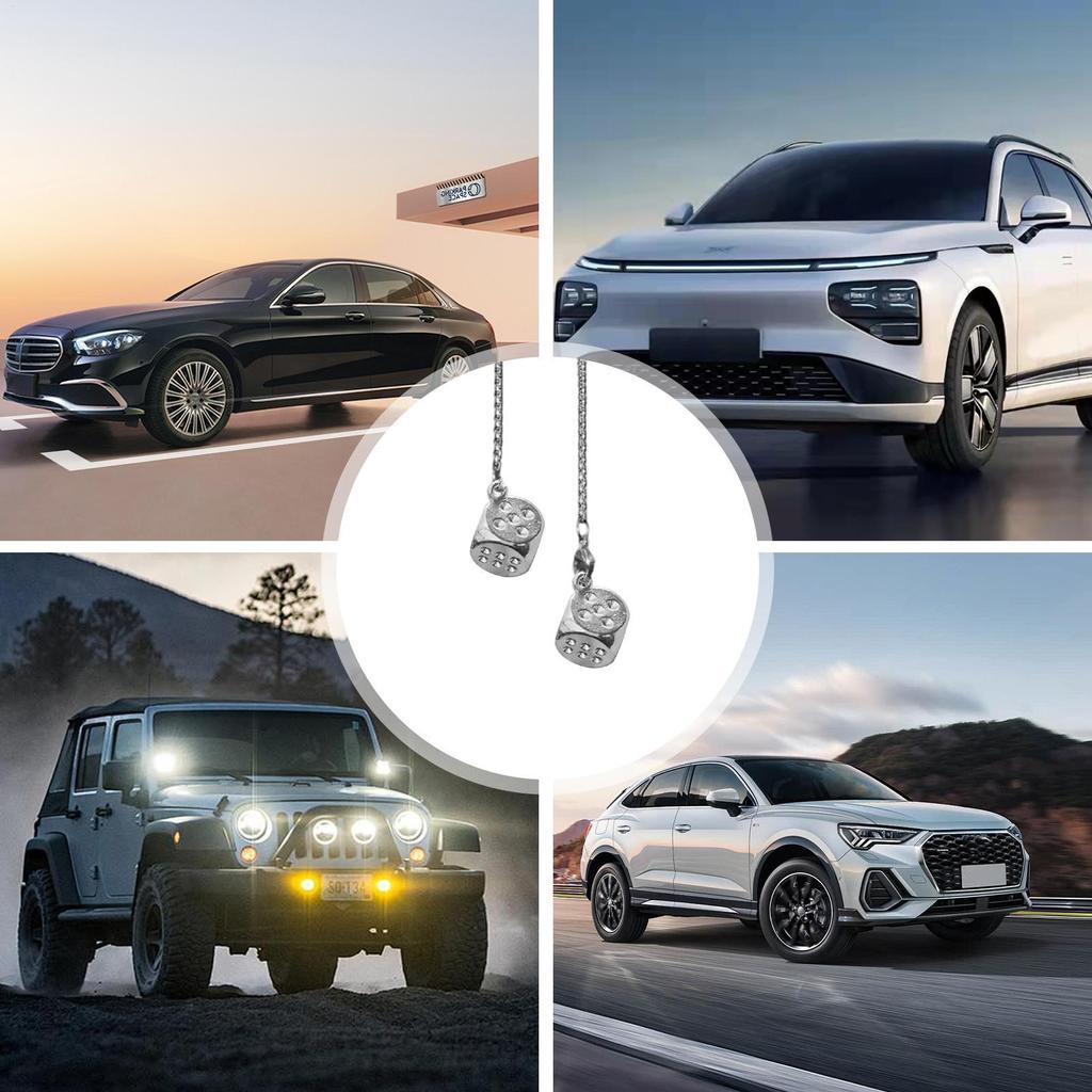 Rearview Mirror Dice Pendant Alloy Hangable Keychain Pendants In Dice Shape Cute Suspending Ornaments Decorative Retro Stylish