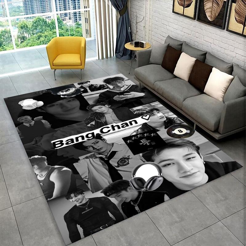 Tappeto Musicale Kpop Bang Chan Stray Kids per Sala Giochi Camera da Letto Soggiorno Divano Arredamento Casa, Tappeto per Area Bambini Tappetino Antiscivolo