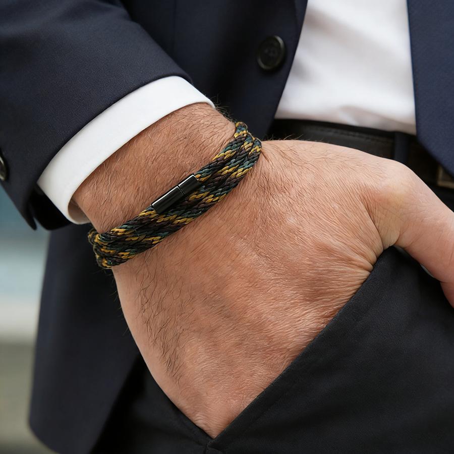

Trendy Men High Quality String Braided Bracelet Adjustable 3 Layer Nylon Wristband Fashion Casual Business Jewelry Accessories