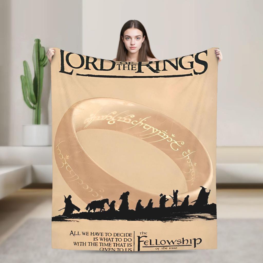 L-Lords Of The R-Rings  Blanket  Travel Office Flannel Throw Blanket For Bedroom Soft Warm Design Quality Bedspread