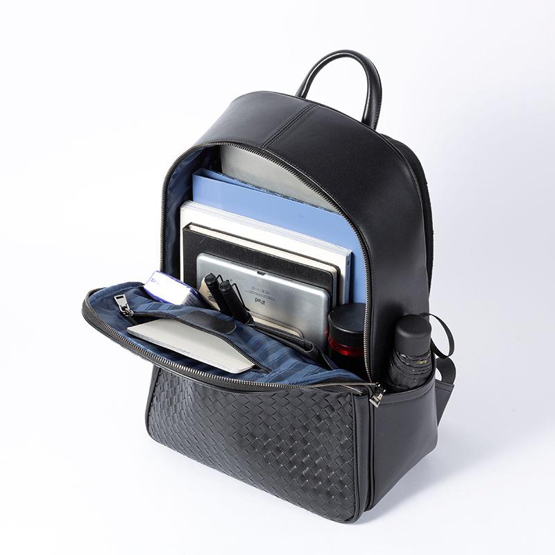 Rucsac bărbați din piele naturală țesut la modă multifuncțional rucsac de afaceri computer rucsac geantă de calculator